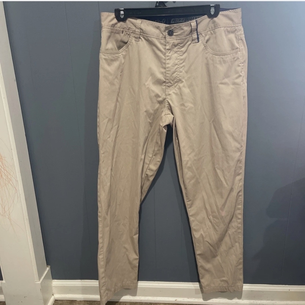 Johnnie-O Mens 33x30 Khaki Beige Prep Performance 5 Pocket Golf Pants